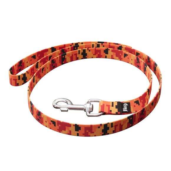Julius-K9 MoreColor Basic Leash Pixeljuice – Sturdy 120cm Webbing Leash, Vibrant Orange Pixels