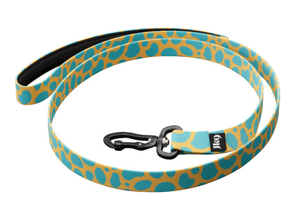 Julius-K9 MoreColor Leopard Tape Leash 120cm – Neoprene Handle, Yellow and Turquoise