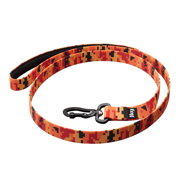 Julius-K9 MoreColor Pixeljuice Leash 120cm – Neoprene Handle, Orange Pixel Tape, Durable Design
