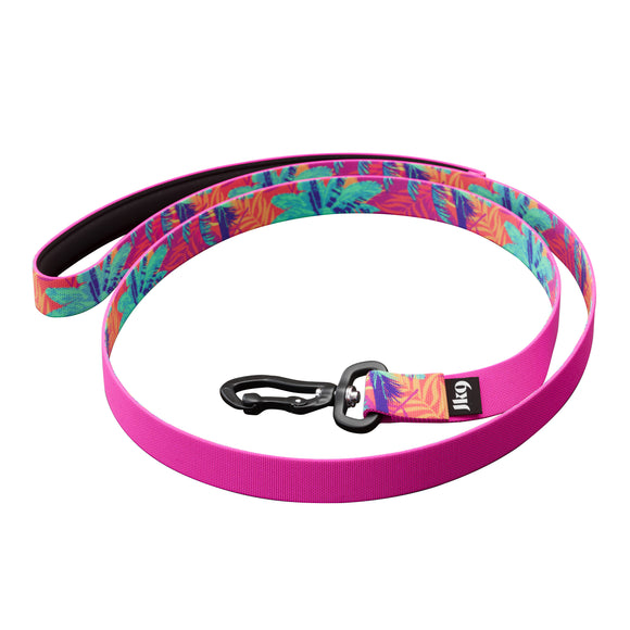 Julius-K9 MoreColor Vibe Tape Leash 120cm – Neoprene Handle, Colorful Palm Tree Design
