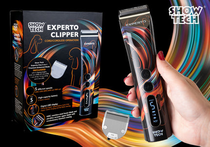 Show Tech Experto Cordless Clipper – 5-Speed Adjustable Blade, Lightweight Professional Grooming Tool