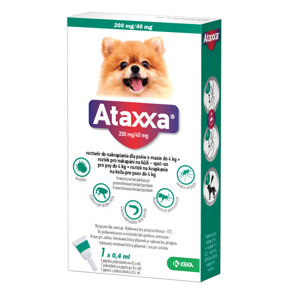 Ataxxa 200mg/40mg Flea and Tick Drops – Fast-Acting Protection, Small Breed Formula