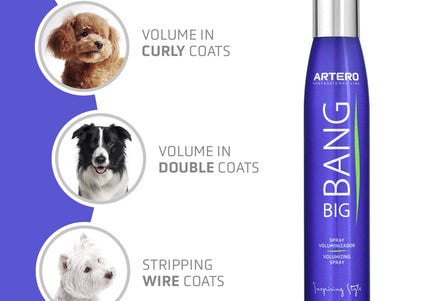 Artero Big Bang Volumizing Spray – Coat Lifting Formula, 300ml, Adds Lasting Fullness and Shine