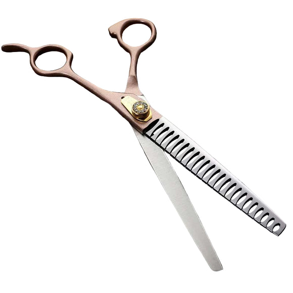 GroomStar Rose Gold Chunker Scissors 7.5" – 24-Tooth Professional Half-Cutting Tool
