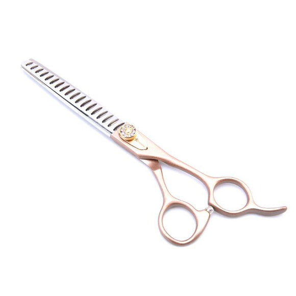 GroomStar Rose Gold Chunker Scissors 7" – 18-Tooth Professional Half-Cutting Tool, Ergonomic Design