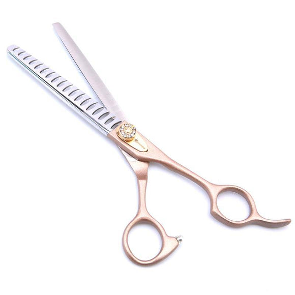 GroomStar Rose Gold Chunker Scissors 7" – 18-Tooth Professional Half-Cutting Tool, Ergonomic Design