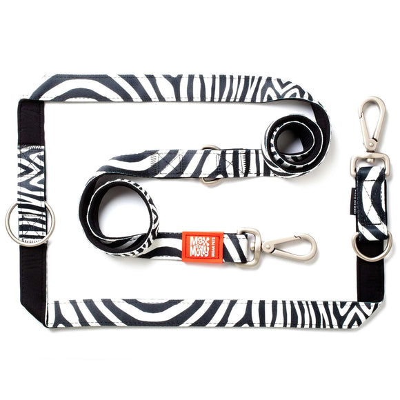 Max&Molly Multi-Leash Zebra – Adjustable 200cm Dog Leash with Unique Pattern, Medium