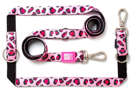 Max&Molly Multi-Leash Leopard Pink – Adjustable 200cm Leash with Pink Spotted Pattern, Large