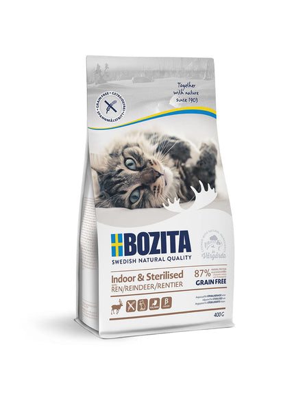 Bozita Indoor & Sterilised Grain Free Reindeer Cat Food – High-Protein, 400g