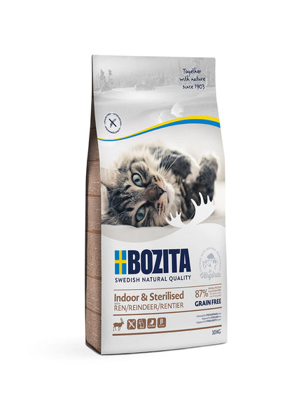 Bozita Indoor & Sterilised Grain Free Reindeer Cat Food – 10kg, High Protein, Allergen Friendly