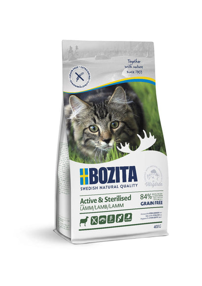 Bozita Active & Sterilised Lamb Cat Food – Grain Free, High-Protein Formula, 400g