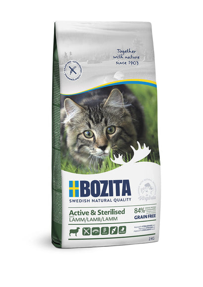 Bozita Active & Sterilised Grain Free Lamb Cat Food – High-Protein, 2kg Bag
