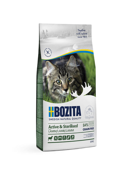 Bozita Active & Sterilised Grain Free Lamb Cat Food – High Protein, 10kg Bag