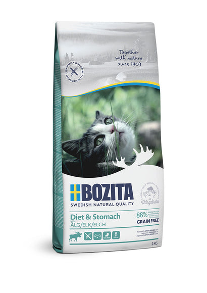 Bozita Diet & Stomach Grain Free Elk Cat Food – Sensitive Formula, 2kg Bag