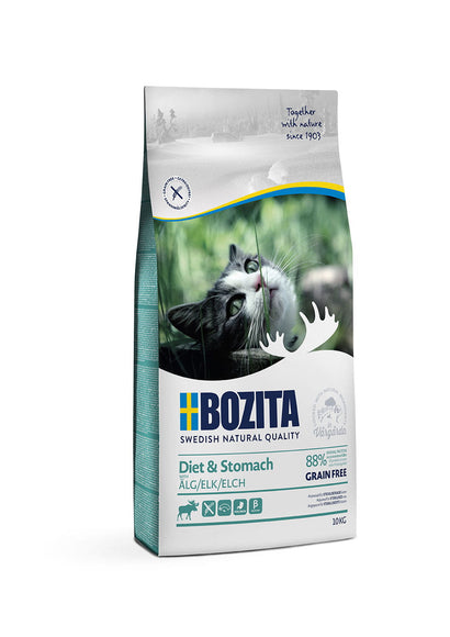 Bozita Diet & Stomach Grain Free Elk Cat Food – Hypoallergenic, 10kg Bag for Sensitive Digestion
