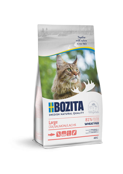 Bozita Large Salmon Cat Food – Wheat-Free Formula, 400g, Supports Healthy Digestion