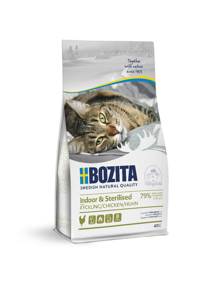 Bozita Indoor & Sterilised Chicken Cat Food – High-Protein Formula with Tender Chicken, 400g