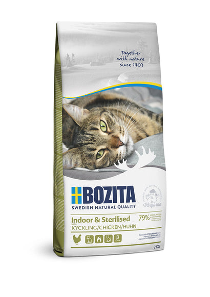 Bozita Indoor & Sterilised Chicken Cat Food – High-Protein Formula with Chicken, 2kg Bag