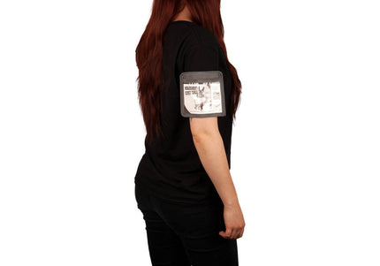 Show Tech Competition Armband – Adjustable Gray Band with Clear Display Window, Secure Fit