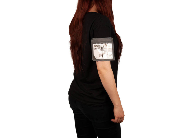 Show Tech Competition Armband – Adjustable Gray Band with Clear Display Window, Secure Fit