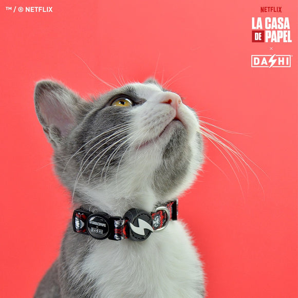 Dashi La Casa De Papel Mask Cat Collar – Red and Black, Money Heist Inspired Design