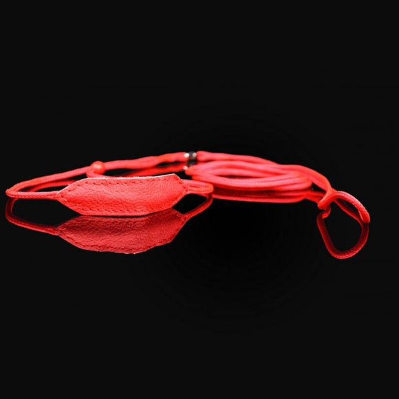 Zooleszcz Dog Training Ring – Red String with Swivel and Leather Dewlap, 4mm Width