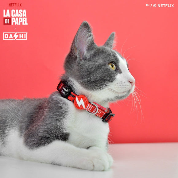 Dashi La Casa De Papel Bella Ciao Cat Collar – Red, Money Heist Theme, Adjustable Design