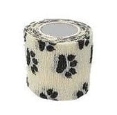 Stokban White Adhesive Bandage – 5cm x 4.5m, Paw Print, Flexible and Secure Wrap