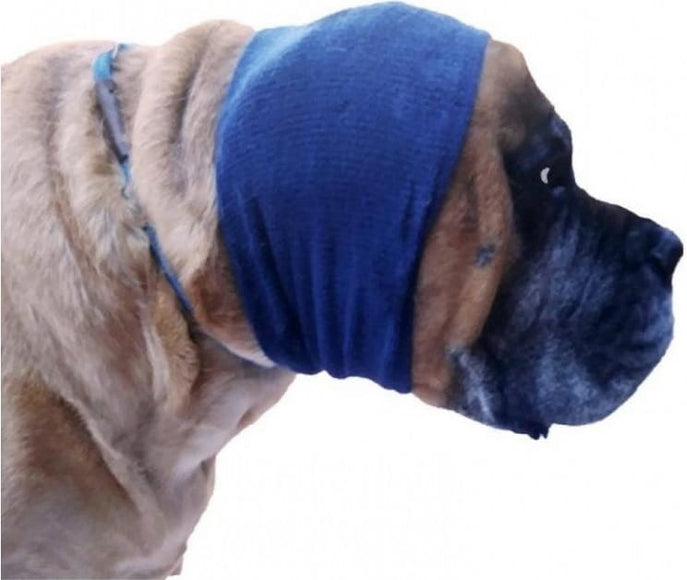 Happy Hoodie Dog Drying Headband XL – Navy Blue, Soft Stretch Fabric, Calming Comfort
