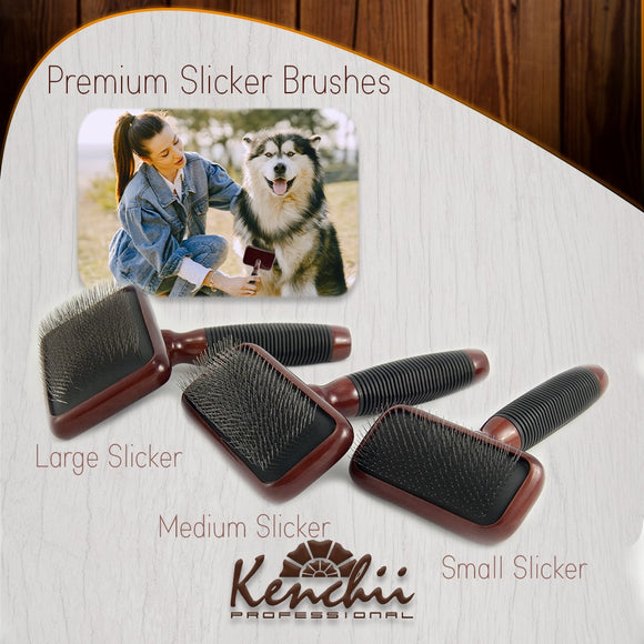 Kenchii Slicker Brush – Elegant Maple Wood Grooming Brush, Large Size, Ergonomic Design