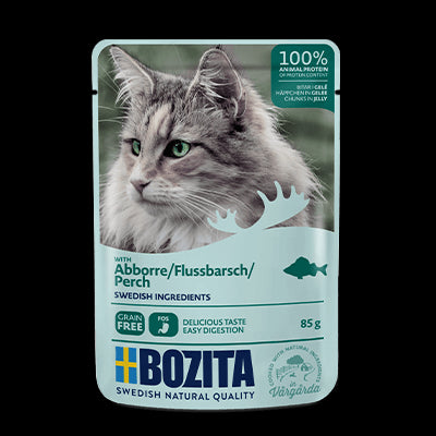 Bozita Wet Cat Food Sachet – Pieces in Jelly with Perch, 85g, High-Quality Protein