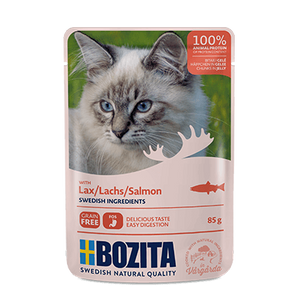 Bozita Wet Cat Food Sachet – Salmon Pieces in Jelly, 85g, Premium Protein