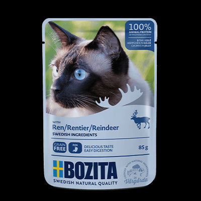 Bozita Wet Cat Food Sachet – Tender Reindeer Pieces in Jelly, 85g Premium Meal