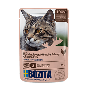 Bozita Wet Cat Food Sachet – Tender Chicken Liver Pieces in Jelly, 85g