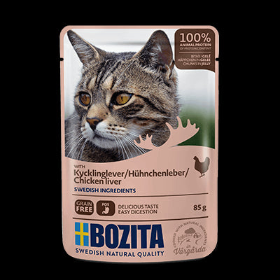 Bozita Wet Cat Food Sachet – Tender Chicken Liver Pieces in Jelly, 85g
