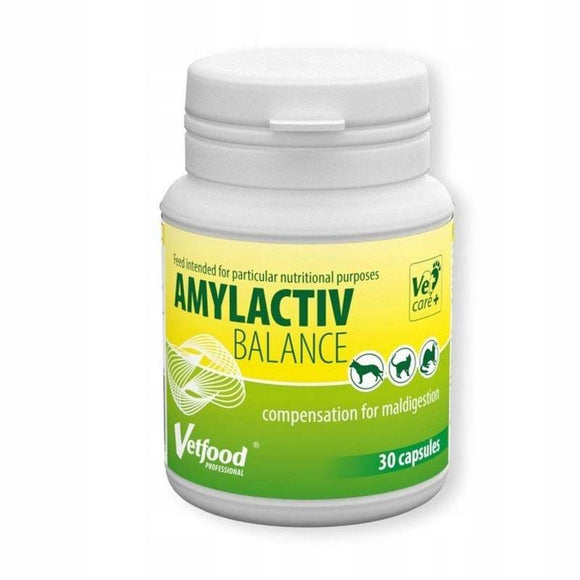 Vetfood AMYLACTIV Balance Digestive Enzyme Capsules – 30 Count, Fast-Acting Formula