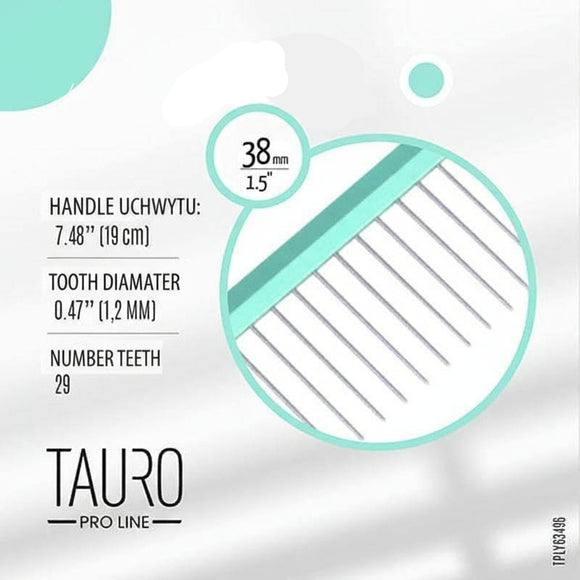 Tauro Pro Line Ultra-Light Aluminum Grooming Comb – 19cm Mint, 29 Teeth, 38mm Length