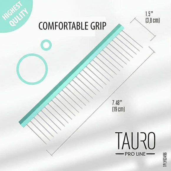 Tauro Pro Line Ultra-Light Aluminum Grooming Comb – 19cm Mint, 29 Teeth, 38mm Length