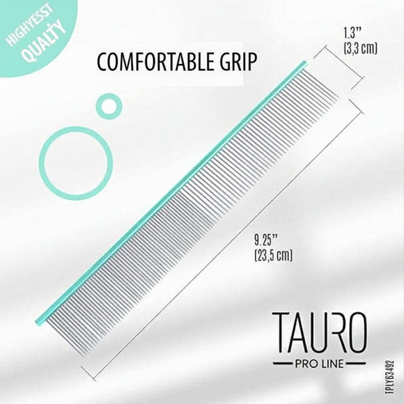 Tauro Pro Line Ultra-Light Aluminum Grooming Comb – 23.5cm, Mint, 108 Teeth, 33mm Length