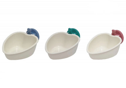 Mini Heart Plastic Cage Bowl 236ml – Durable Clip-On Feeding Dish, Easy-Clean Design