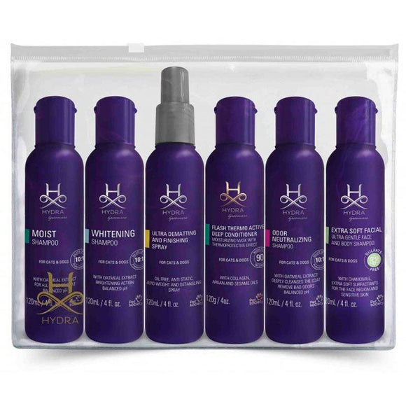 Hydra Grooming Cosmetics Discovery Set – 4 Shampoos, Mask, Leave-In Conditioner Sampler