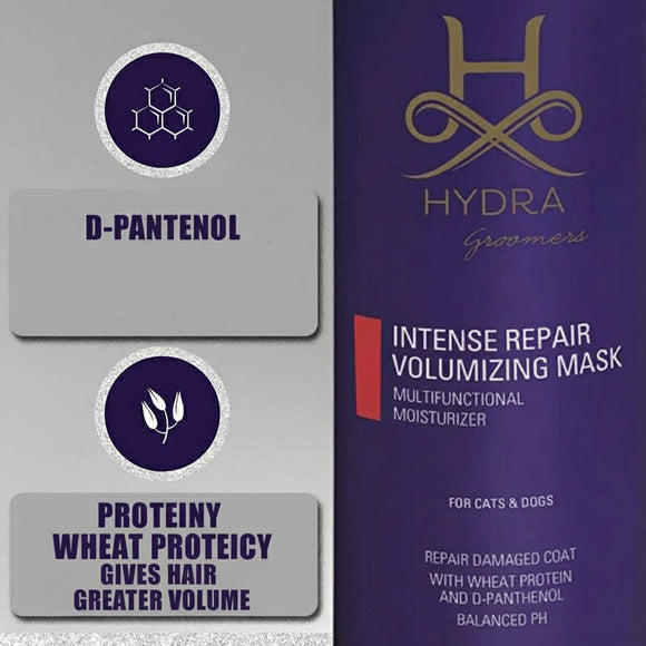 Hydra Professional Intense Repair Volumizing Mask – Regenerating Formula, Boosts Coat Volume, 480ml