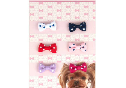 Show Tech Polka Dot Grooming Bows – Colorful Clip-On Decorative Set, 6 Pieces
