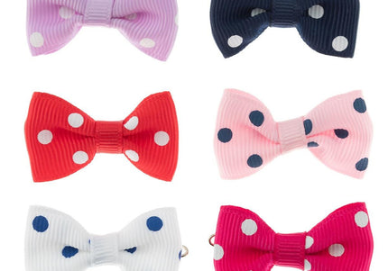 Show Tech Polka Dot Grooming Bows – Colorful Clip-On Decorative Set, 6 Pieces