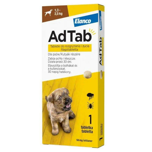 AdTab Flea and Tick Protection Tablet – Small Dog, 1.3–2.5kg, Fast-Acting Formula