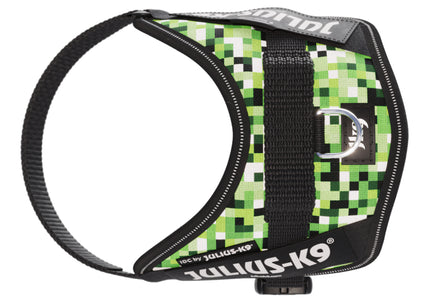 Julius-K9 IDC Powerharness Pixelfield – Reflective Green Pixel Dog Harness, Adjustable Fit