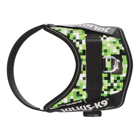 Julius-K9 IDC Powerharness Pixelfield – Reflective Green Pixel Dog Harness, Adjustable Fit