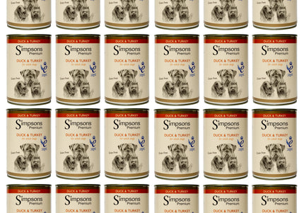Simpsons Premium Duck & Turkey Casserole – Grain-Free Wet Dog Food with Vegetables, 24x400g
