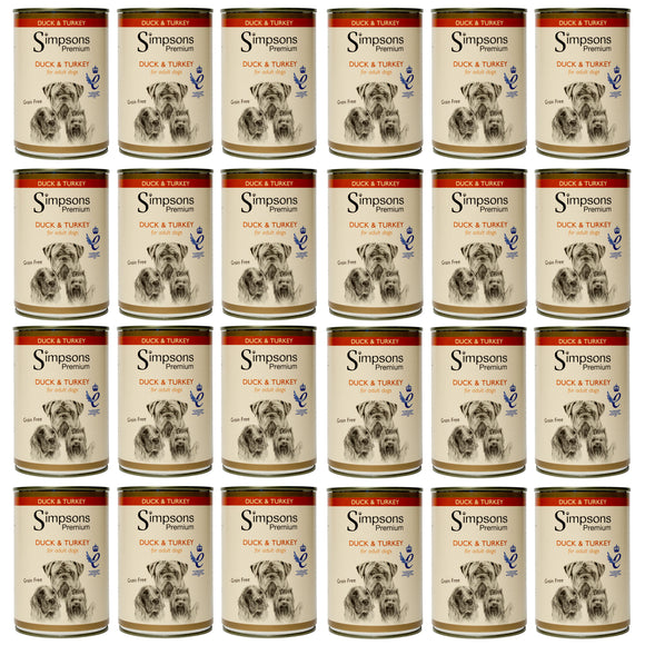 Simpsons Premium Duck & Turkey Casserole – Grain-Free Wet Dog Food with Vegetables, 24x400g