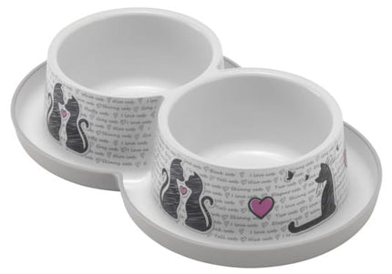 Cats in Love Double Trendy Dinner Small – Stylish Dual Bowl Set, 2 x 350ml, Compact Design